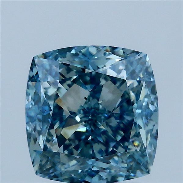2.54 Carat Square Cushion Lab Grown Diamond, Fancy Vivid Blue Color, VS2 Clarity