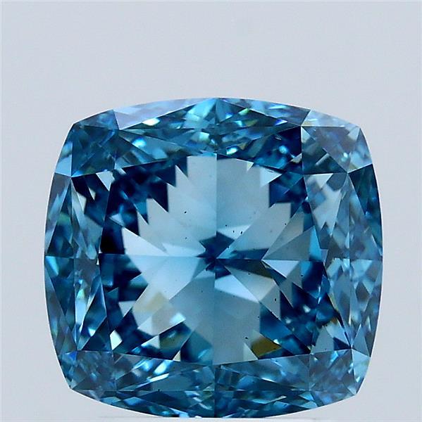 3.01 Carat Square Cushion Lab Grown Diamond, Fancy Vivid Blue Color, VS2 Clarity