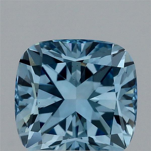 2.10 Carat Square Cushion Lab Grown Diamond, Fancy Vivid Blue Color, VS1 Clarity