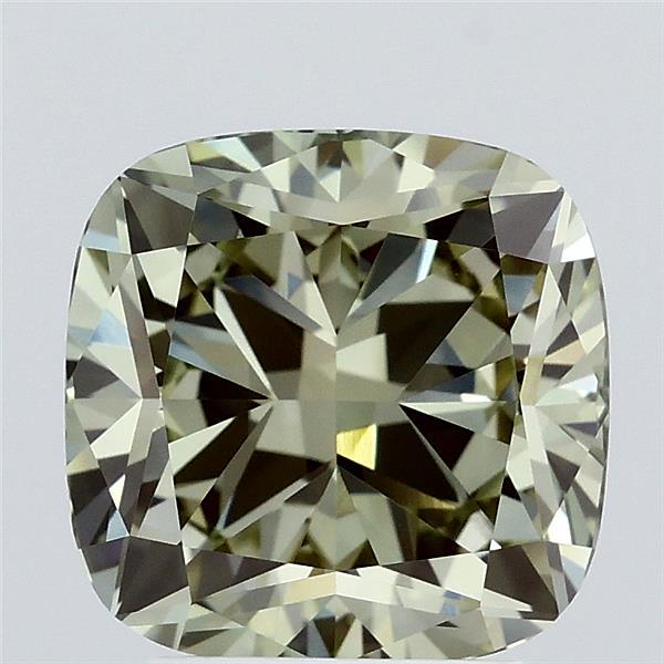 3.07 Carat Square Cushion Lab Grown Diamond, Fancy Intense Green Color, VVS2 Clarity