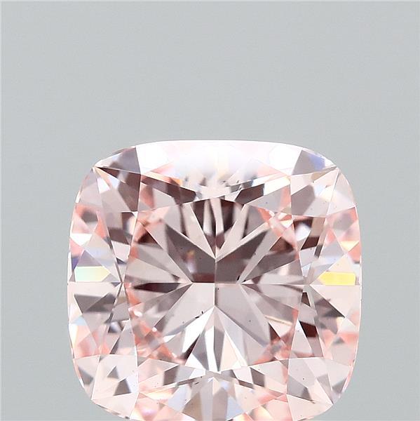 2.05 Carat Square Cushion Lab Grown Diamond, Fancy Intense Pink Color, VS2 Clarity