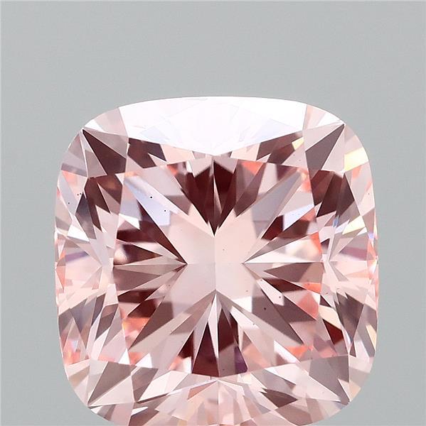 2.68 Carat Square Cushion Lab Grown Diamond, Fancy Vivid Pink Color, VS1 Clarity