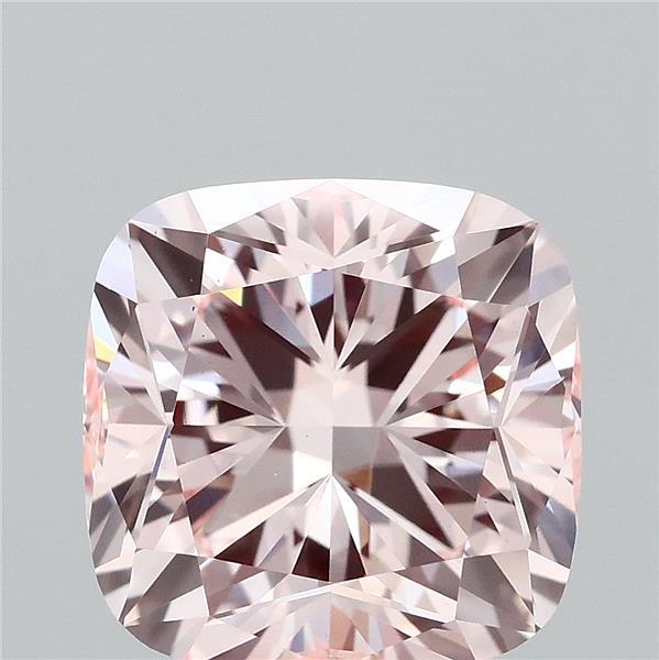 2.69 Carat Square Cushion Lab Grown Diamond, Fancy Intense Pink Color, VS1 Clarity