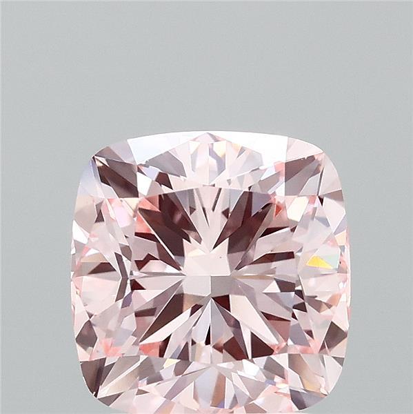 2.71 Carat Square Cushion Lab Grown Diamond, Fancy Intense Pink Color, VVS2 Clarity