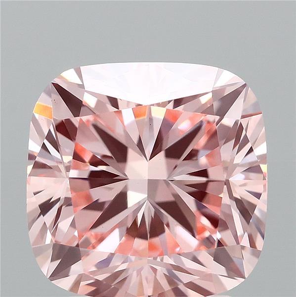 3.05 Carat Square Cushion Lab Grown Diamond, Fancy Intense Pink Color, VVS2 Clarity