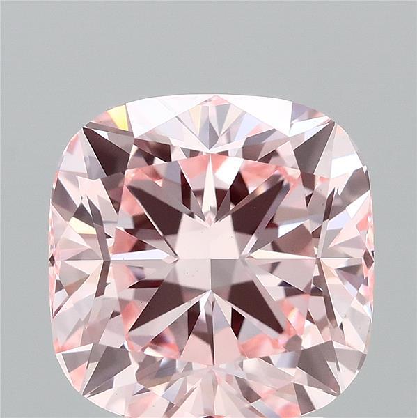 2.66 Carat Square Cushion Lab Grown Diamond, Fancy Intense Pink Color, VS1 Clarity