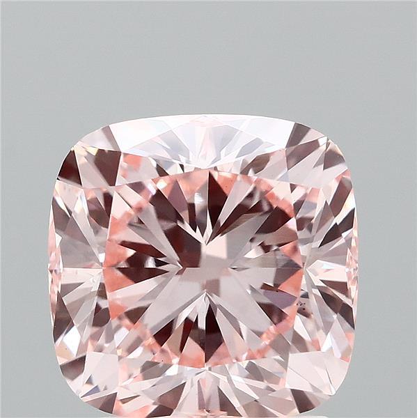 2.35 Carat Square Cushion Lab Grown Diamond, Fancy Intense Pink Color, VS1 Clarity