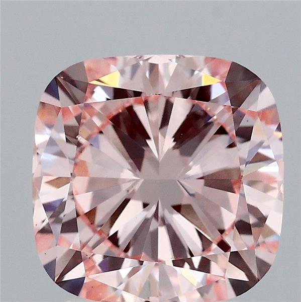 3.00 Carat Square Cushion Lab Grown Diamond, Fancy Intense Pink Color, VS2 Clarity