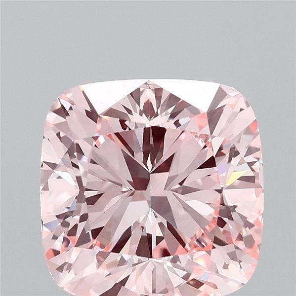 3.07 Carat Square Cushion Lab Grown Diamond, Fancy Intense Pink Color, VS1 Clarity