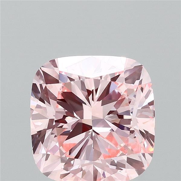 3.01 Carat Square Cushion Lab Grown Diamond, Fancy Intense Pink Color, VVS2 Clarity