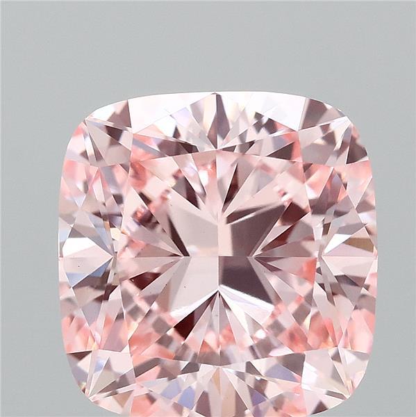 2.64 Carat Square Cushion Lab Grown Diamond, Fancy Vivid Pink Color, VS1 Clarity