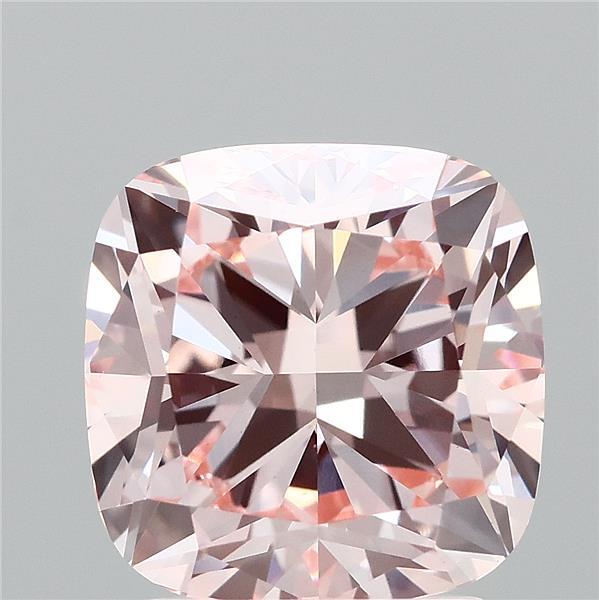 2.66 Carat Square Cushion Lab Grown Diamond, Fancy Intense Pink Color, VS1 Clarity