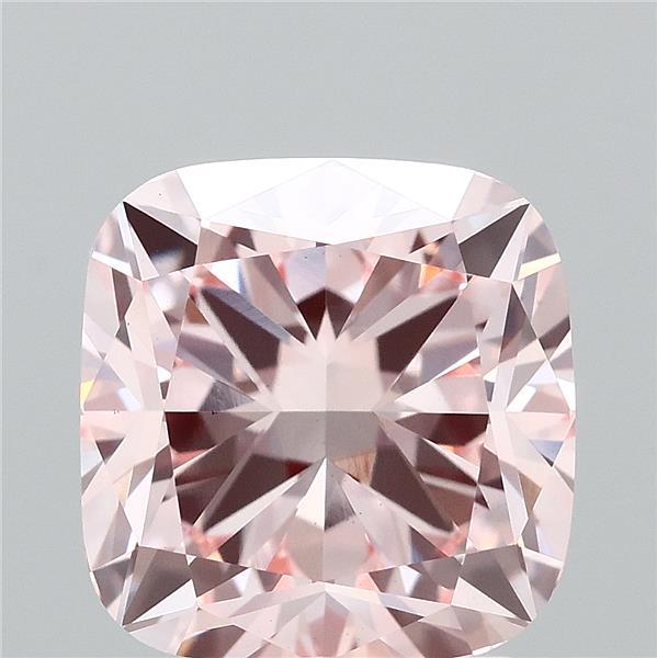 3.07 Carat Square Cushion Lab Grown Diamond, Fancy Intense Pink Color, VS1 Clarity