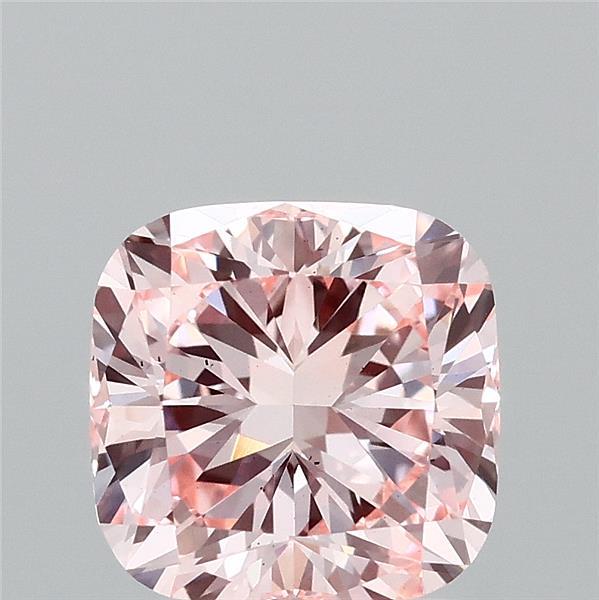 2.16 Carat Square Cushion Lab Grown Diamond, Fancy Intense Pink Color, VS2 Clarity