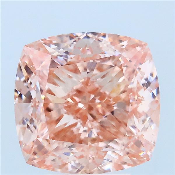 4.56 Carat Square Cushion Lab Grown Diamond, Fancy Vivid Pink Color, VS1 Clarity
