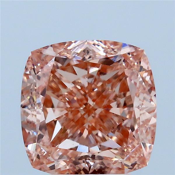 4.07 Carat Square Cushion Lab Grown Diamond, Fancy Intense Pink Color, VS1 Clarity