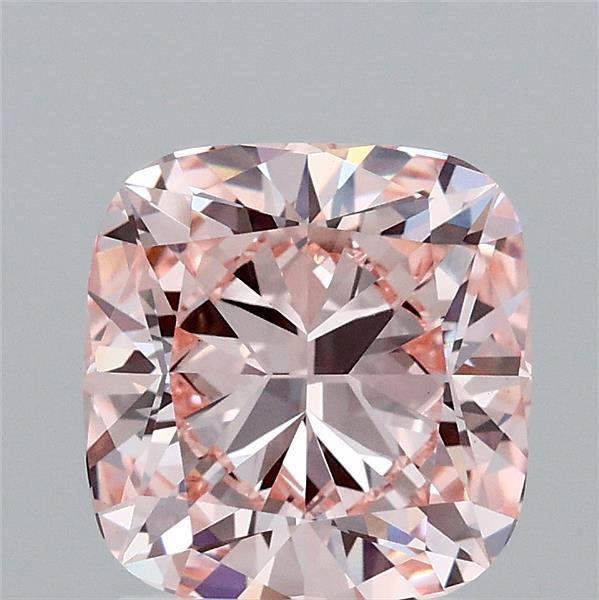 2.07 Carat Square Cushion Lab Grown Diamond, Fancy Pink Color, VS1 Clarity