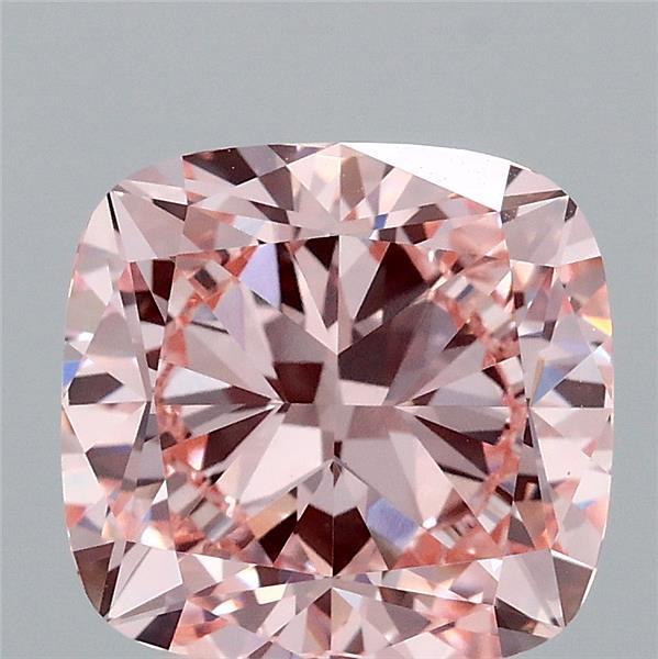 2.94 Carat Square Cushion Lab Grown Diamond, Fancy Intense Pink Color, VVS2 Clarity