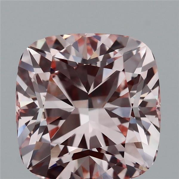 3.01 Carat Square Cushion Lab Grown Diamond, Fancy Pink Color, VS1 Clarity