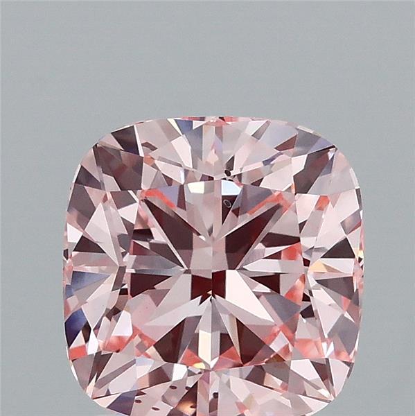2.07 Carat Square Cushion Lab Grown Diamond, Fancy Intense Pink Color, VS2 Clarity
