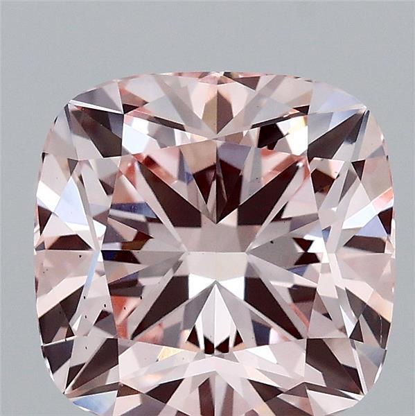3.07 Carat Square Cushion Lab Grown Diamond, Fancy Pink Color, VS2 Clarity