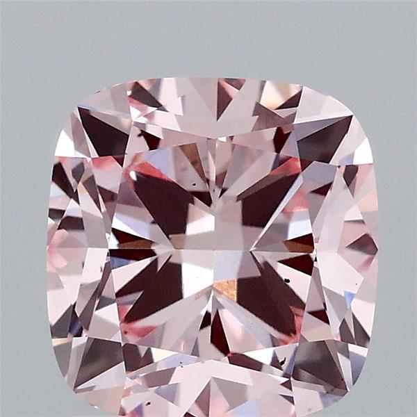 2.28 Carat Square Cushion Lab Grown Diamond, Fancy Intense Pink Color, VS2 Clarity