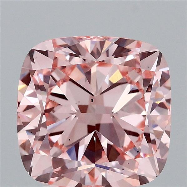 3.12 Carat Square Cushion Lab Grown Diamond, Fancy Intense Pink Color, VS2 Clarity