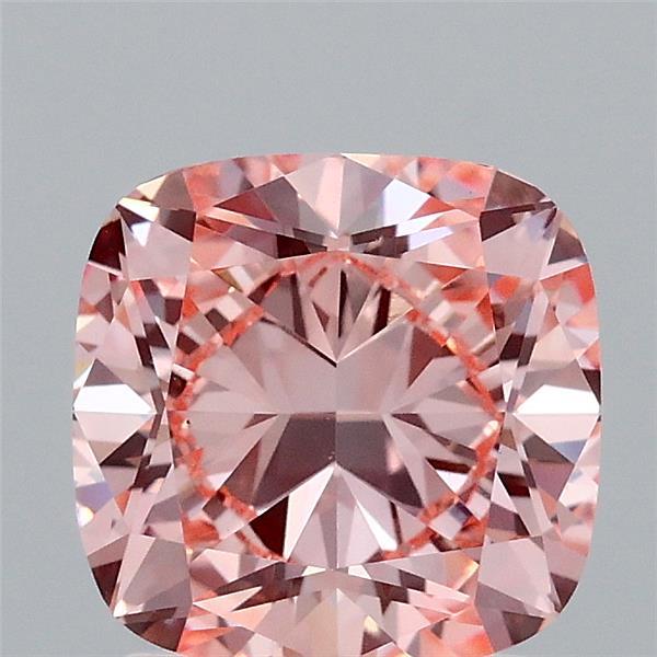 2.07 Carat Square Cushion Lab Grown Diamond, Fancy Intense Pink Color, VVS2 Clarity
