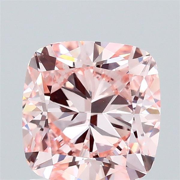 1.51 Carat Square Cushion Lab Grown Diamond, Fancy Intense Pink Color, VVS2 Clarity