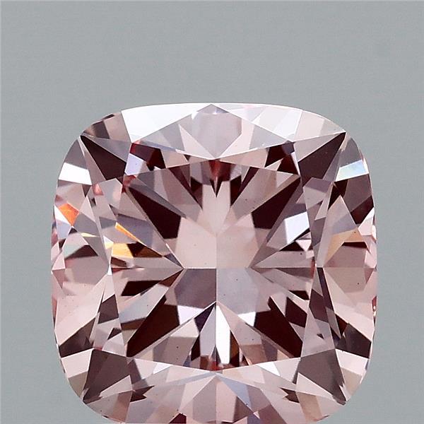3.10 Carat Square Cushion Lab Grown Diamond, Fancy Intense Pink Color, VS1 Clarity