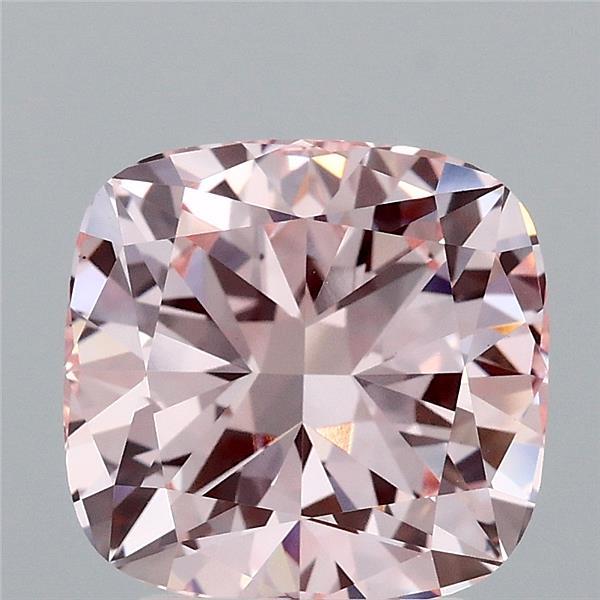 3.07 Carat Square Cushion Lab Grown Diamond, Fancy Intense Pink Color, VS1 Clarity
