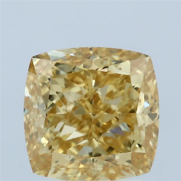3.02 Carat Square Cushion Lab Grown Diamond, Fancy Vivid Yellow Color, VVS2 Clarity