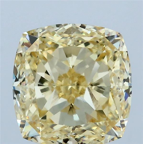 4.10 Carat Square Cushion Lab Grown Diamond, Fancy Yellow Color, VVS2 Clarity