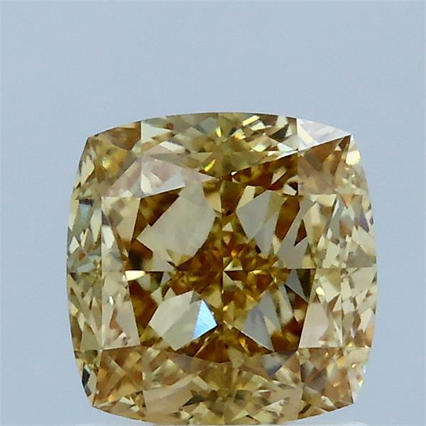 1.56 Carat Square Cushion Lab Grown Diamond, Fancy Yellow Color, VS1 Clarity