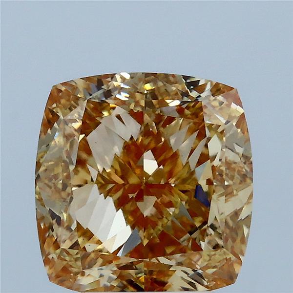 4.09 Carat Square Cushion Lab Grown Diamond, Fancy Brownish Yellow Color, VS1 Clarity