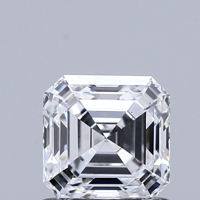 0.89 Carat Asscher Lab Grown Diamond, Excellent Polish, D Color, VS1 Clarity