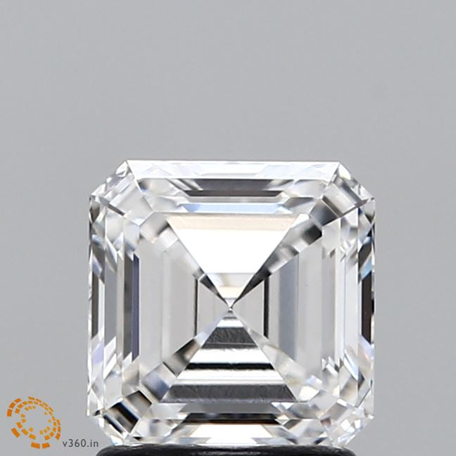 1.47 Carat Asscher Lab Grown Diamond, Excellent Polish, E Color, VVS2 Clarity