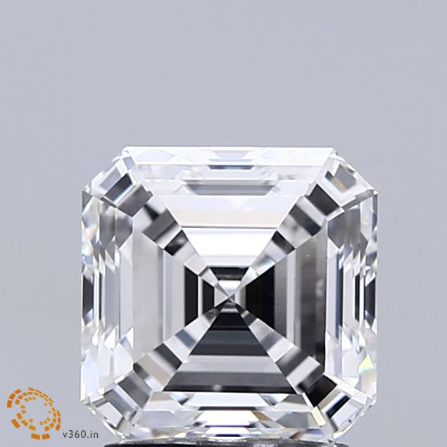 1.96 Carat Asscher Lab Grown Diamond, Excellent Polish, E Color, VS1 Clarity