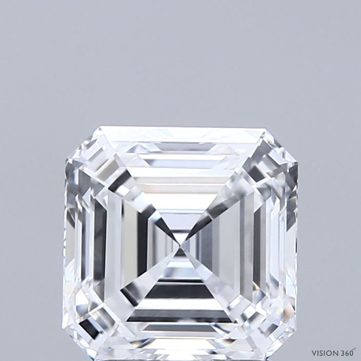 2.09 Carat Asscher Lab Grown Diamond, Excellent Polish, D Color, VVS1 Clarity