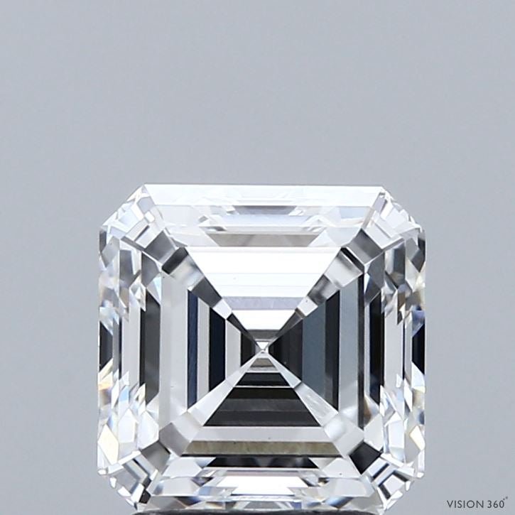 2.22 Carat Asscher Lab Grown Diamond, Excellent Polish, E Color, VS1 Clarity