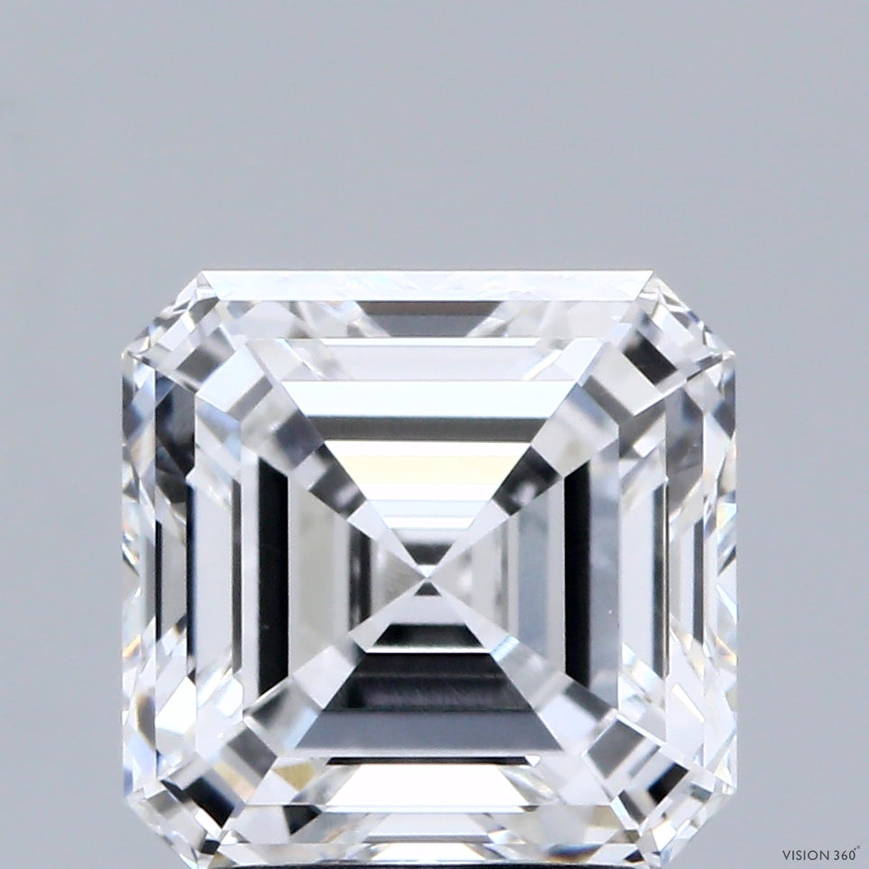 3.05 Carat Asscher Lab Grown Diamond, Excellent Polish, E Color, VVS2 Clarity