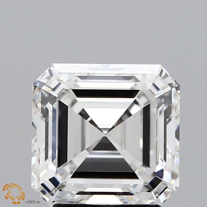 3.06 Carat Asscher Lab Grown Diamond, Excellent Polish, F Color, VVS2 Clarity