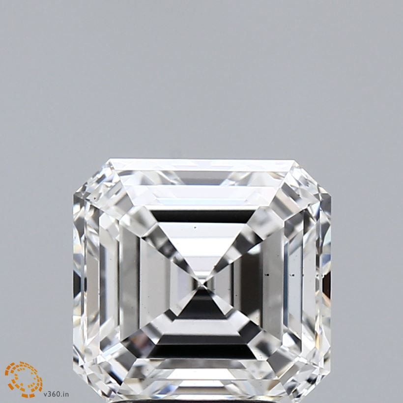 3.11 Carat Asscher Lab Grown Diamond, Excellent Polish, F Color, VS2 Clarity