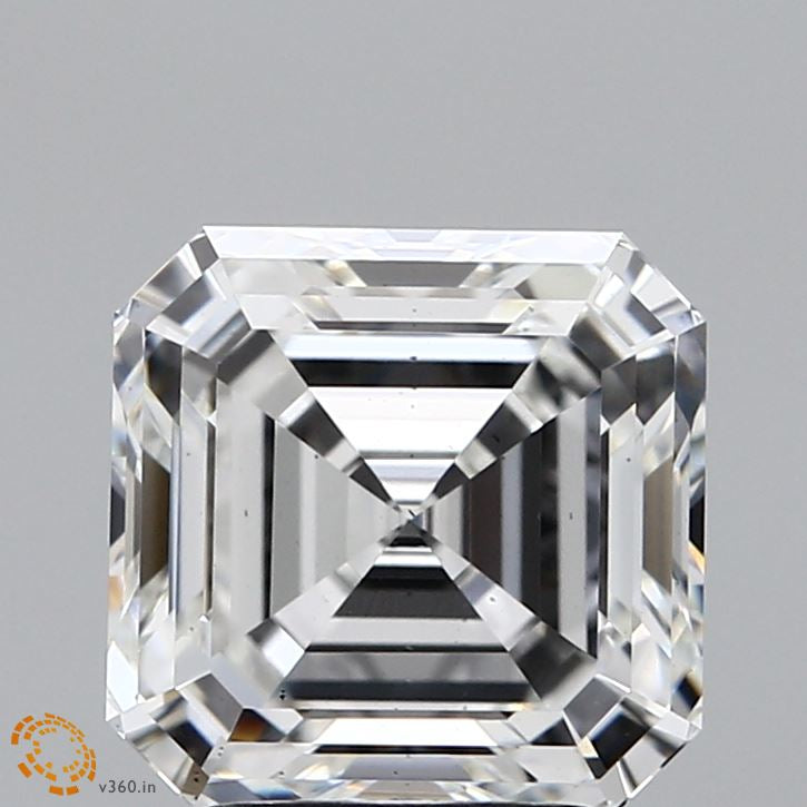 3.14 Carat Asscher Lab Grown Diamond, Excellent Polish, F Color, VS2 Clarity