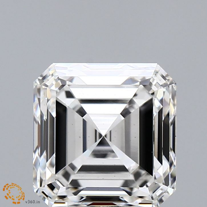 3.19 Carat Asscher Lab Grown Diamond, Excellent Polish, F Color, VS2 Clarity