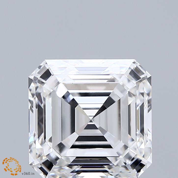 3.28 Carat Asscher Lab Grown Diamond, Excellent Polish, E Color, VS1 Clarity