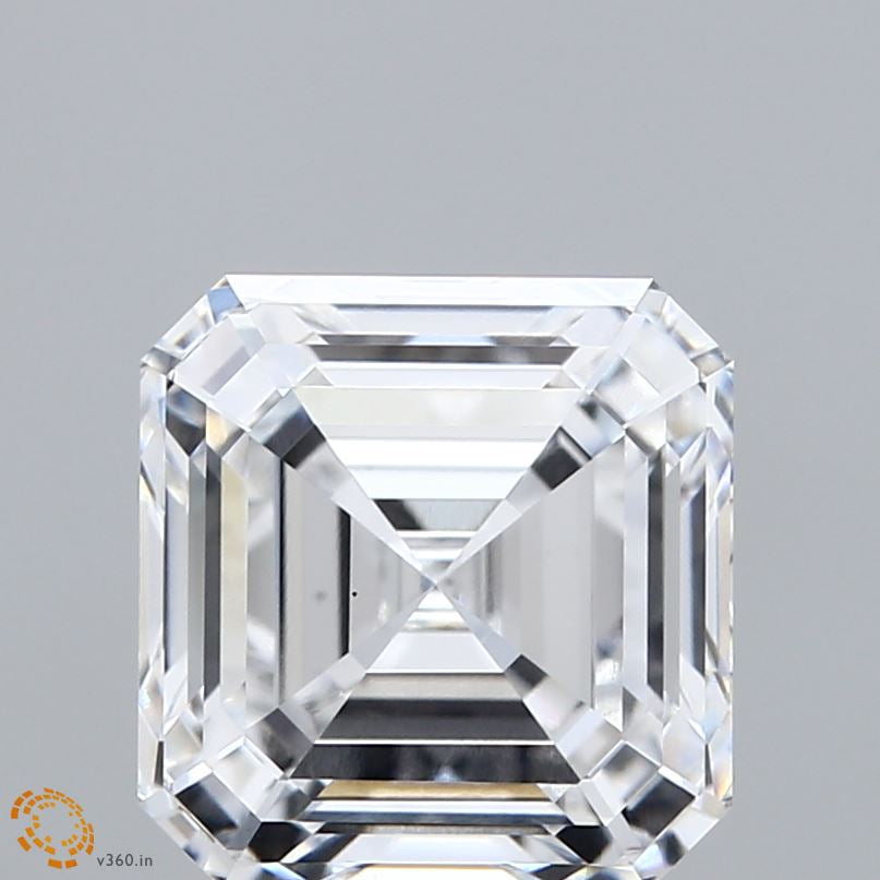 4.04 Carat Asscher Lab Grown Diamond, Excellent Polish, D Color, VS1 Clarity