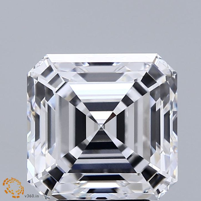 4.15 Carat Asscher Lab Grown Diamond, Excellent Polish, D Color, VVS2 Clarity