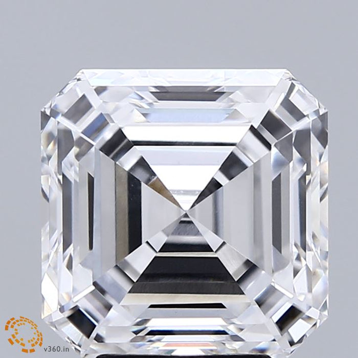 5.36 Carat Asscher Lab Grown Diamond, Excellent Polish, E Color, VVS2 Clarity