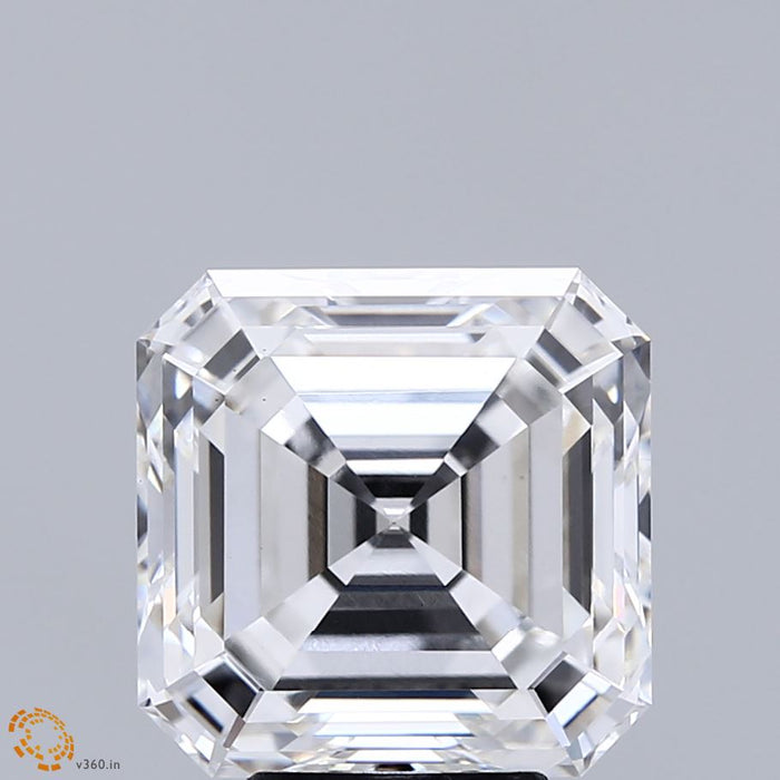 5.38 Carat Asscher Lab Grown Diamond, Excellent Polish, E Color, VS1 Clarity